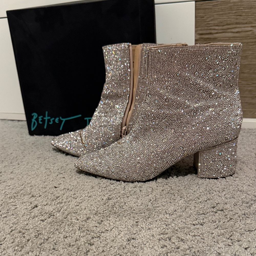 Betsey Johnson Kyla Rhinestone Boots. Size 10